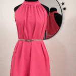 Vestido CEY escote halter fucsia