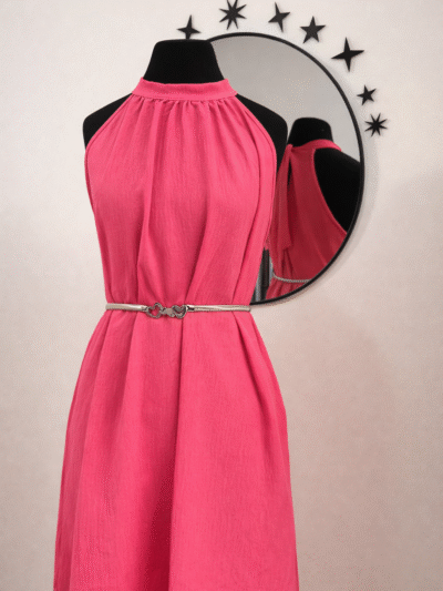 Vestido CEY escote halter fucsia