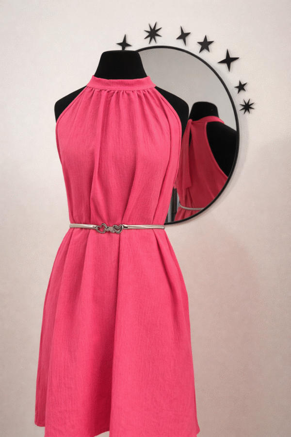 Vestido CEY escote halter fucsia